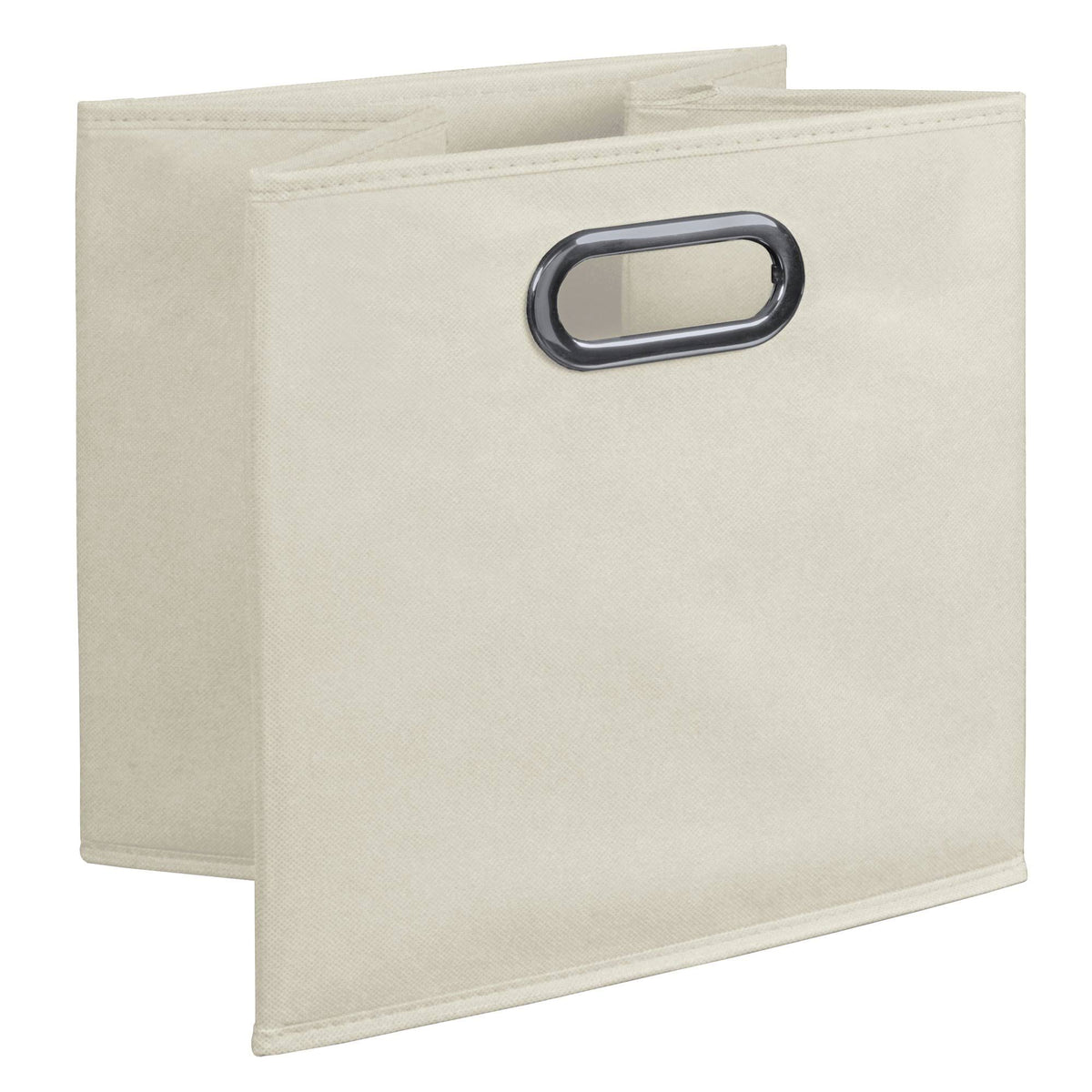 12 Cube Storage Set with 6 Canvas Bins White Wood Grain Natural J34613