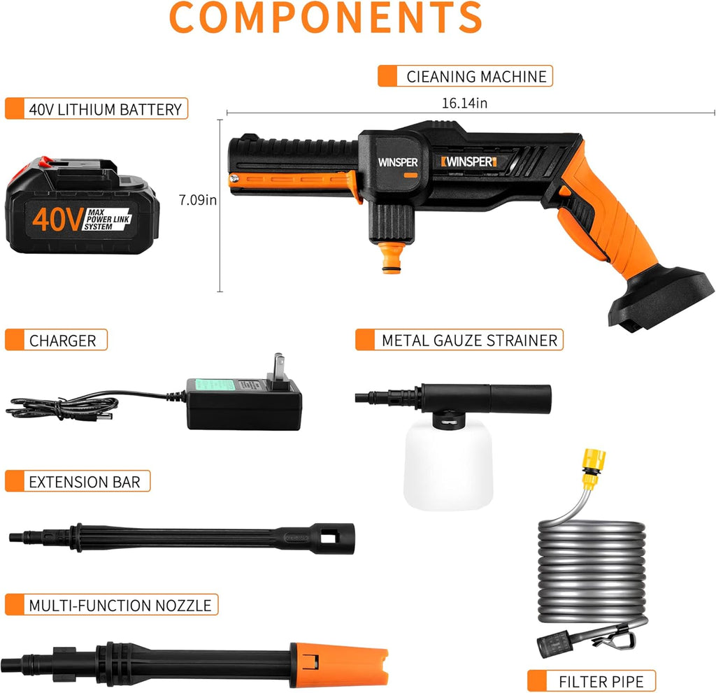 Cordless Pressure Washer 15AH 1160 PSI 20V E3102