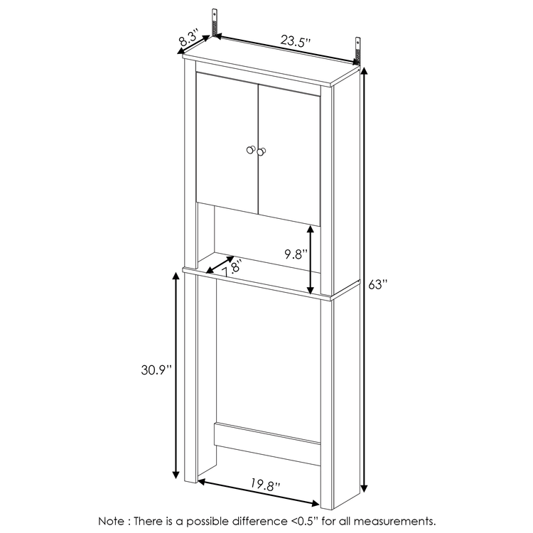White Double Door Bath Cabinet P6282