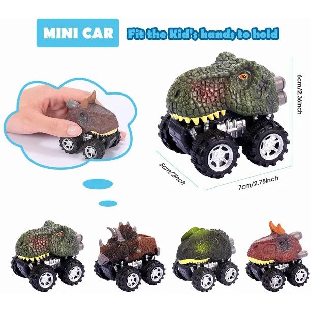 6 Pack Pull Back Dinosaur Cars Toys M6382