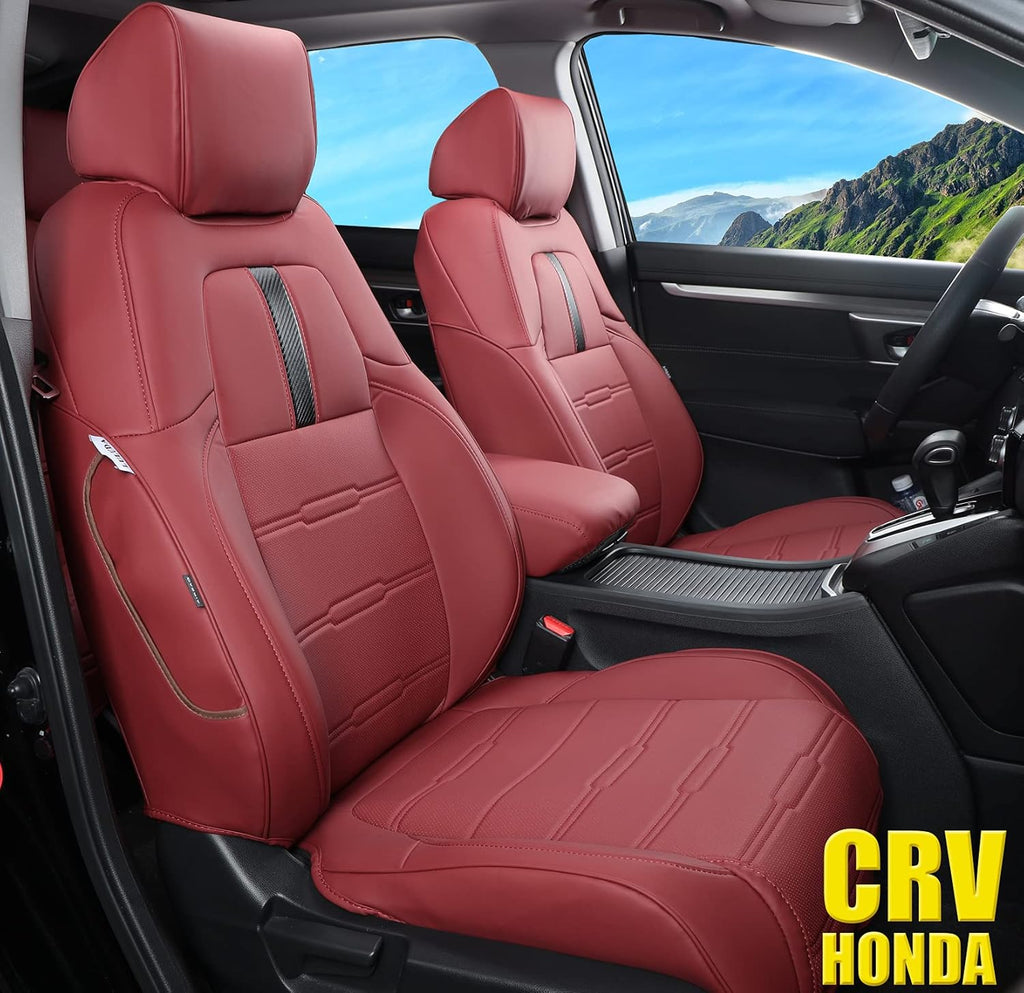 Beige Waterproof Faux Leather Car Seat Covers for Honda CRV 2017-2023 C160