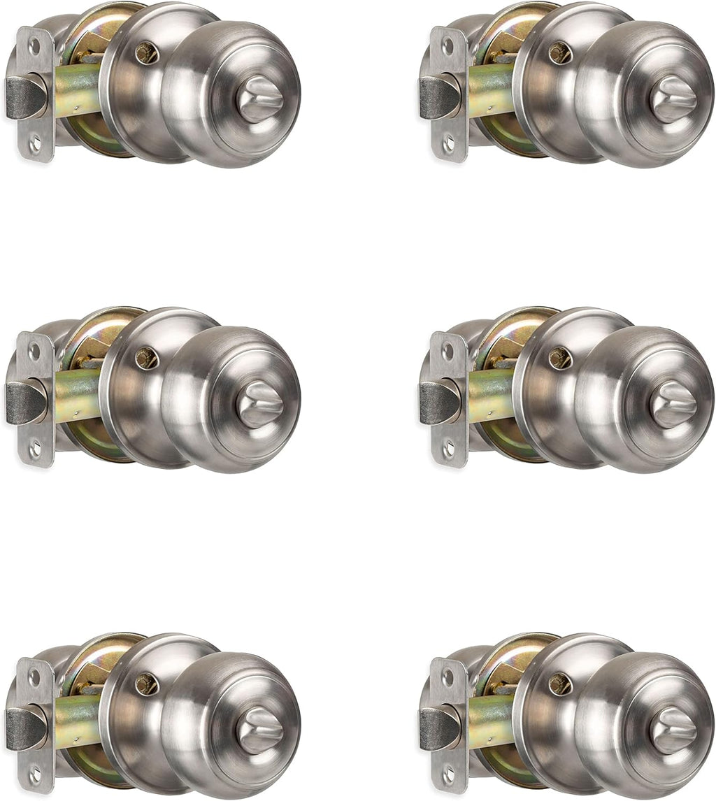 Keyless Privacy Door Knob, Ball Style, Satin Nickel, Pack of 2 B4238