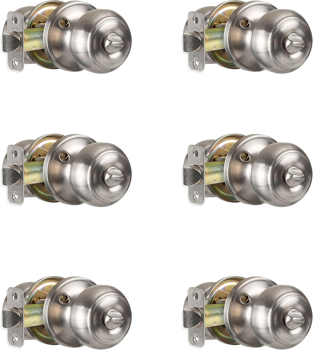 Keyless Privacy Door Knob, Ball Style, Satin Nickel, Pack of 2 B4238