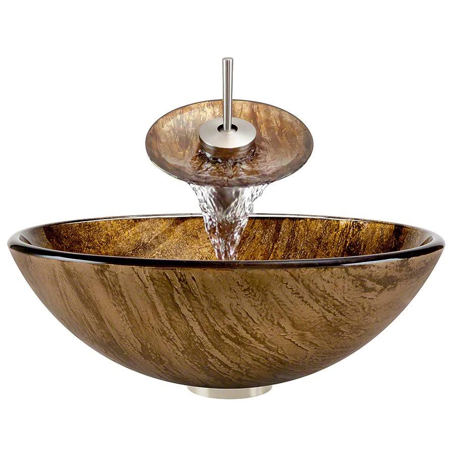 Crystal Brushed Nickel Vessel Faucet Ensemble Z831