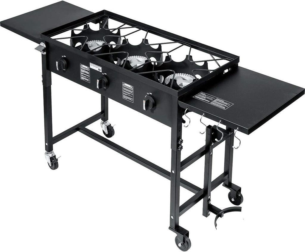 Portable Propane Triple-Burner Outdoor Camp Stove with Regulator A23791