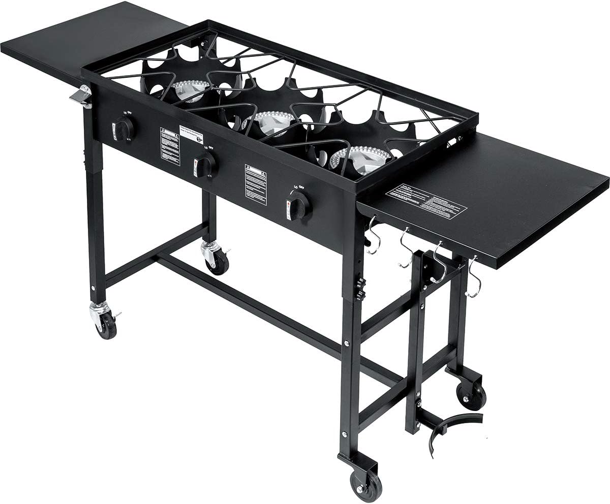 Portable Propane Triple-Burner Outdoor Camp Stove with Regulator A23791
