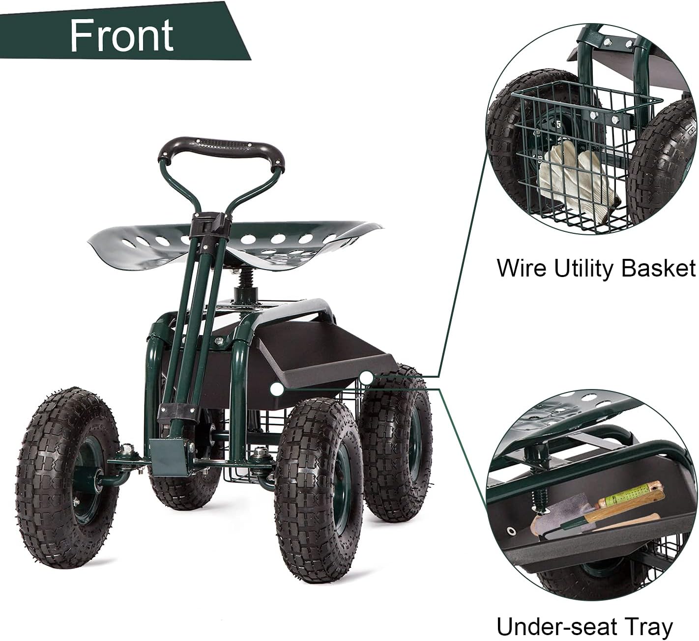 Heavy Duty Rolling Garden Cart Wagon with Extendable Handle X402