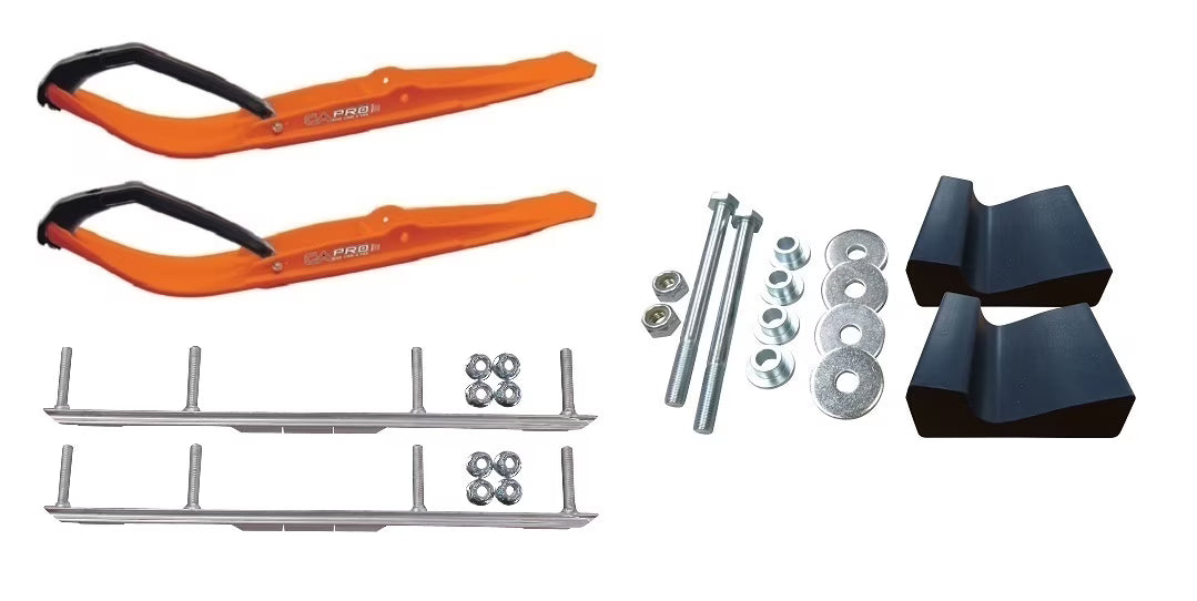 Orange Razor Snowmobile Skis with 4.5" Shaper Bars Complete Kit N5055