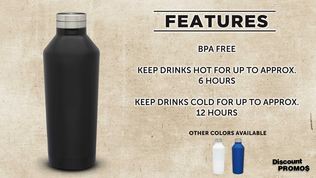 Black Stainless Steel Water Bottles 17 oz Set of 6 Double Wall F965