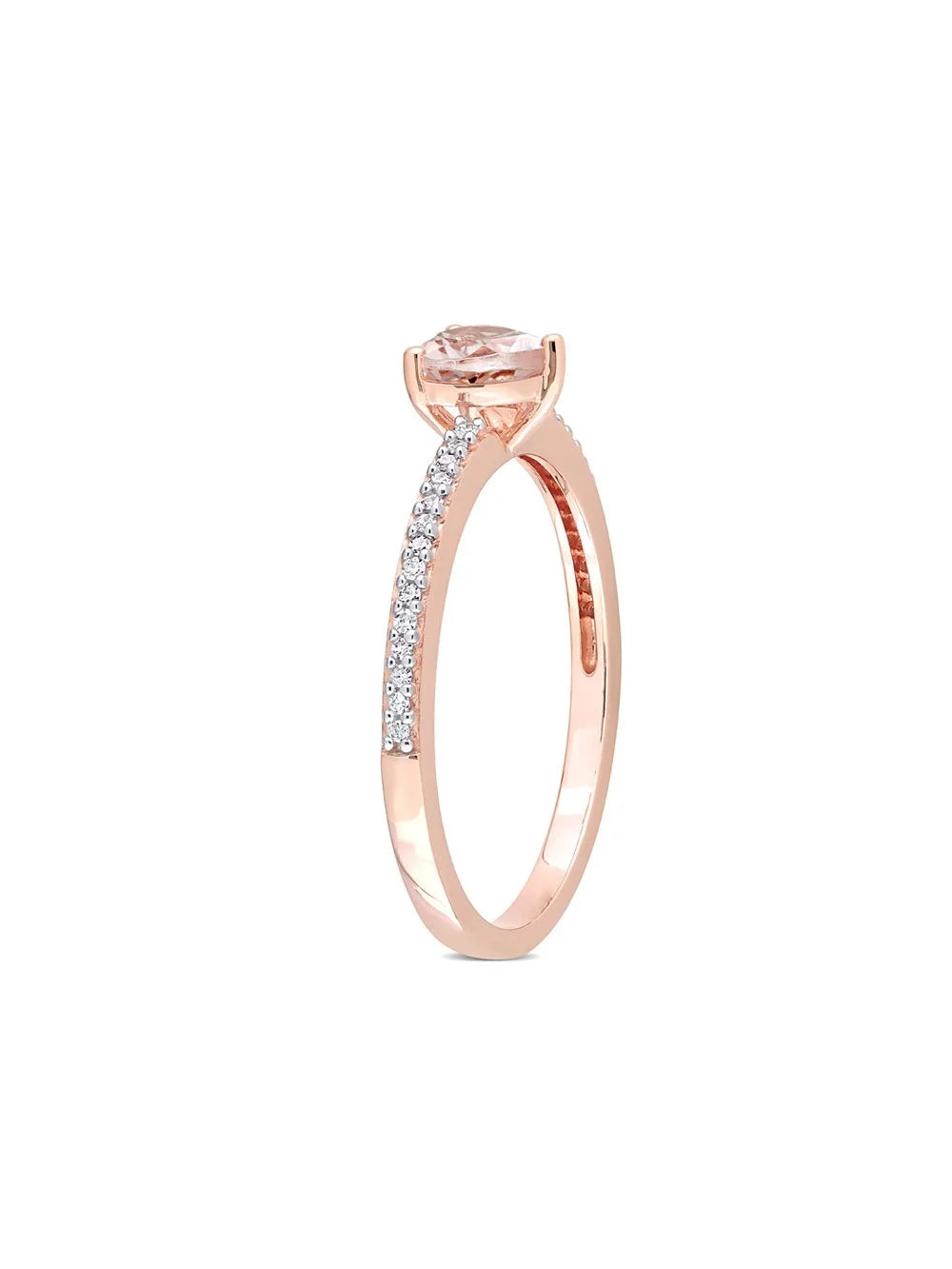 10K Rose Pink Gold Morganite Heart Promise Ring with Diamonds N6128