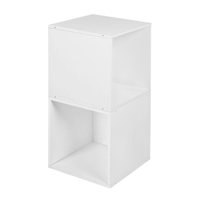 12 Cube Storage Set with 6 Canvas Bins White Wood Grain Natural J34613