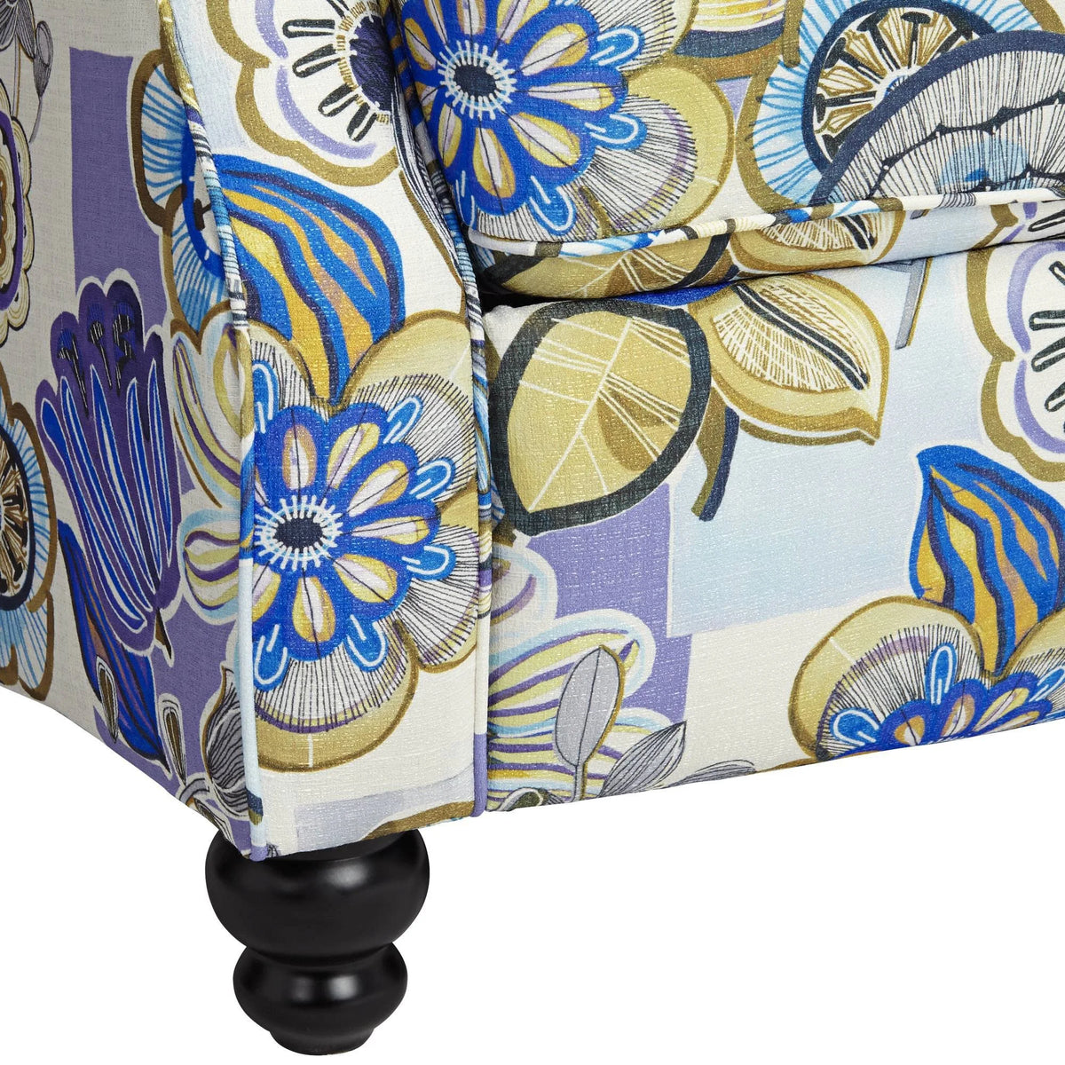 Indigo Floral Push Back Recliner Chair M9414