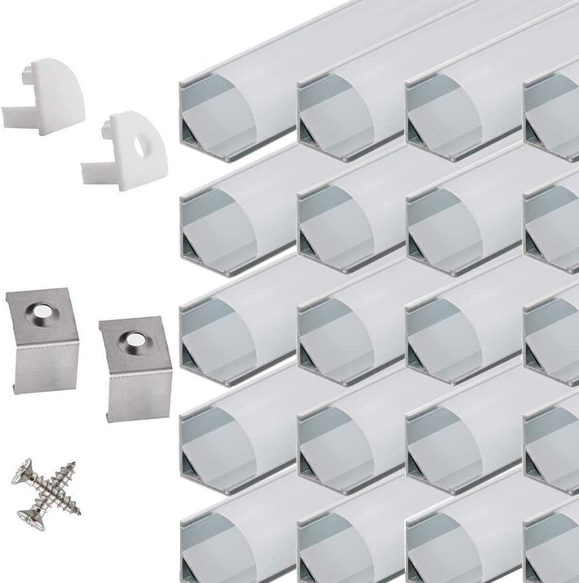 10-Pack 6.6FT LED Aluminum Channel V-Shape with End Caps and Mounting Clips I4418