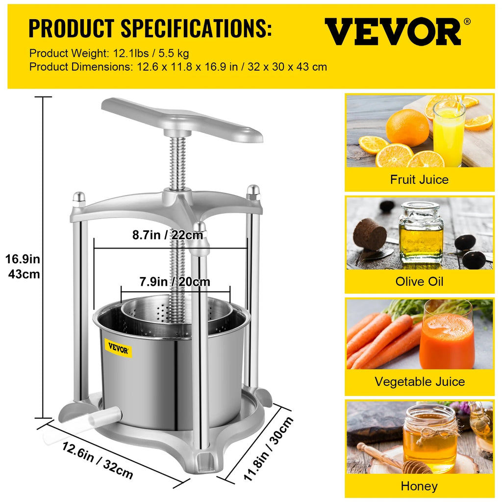 1.6 Gal Stainless Steel Wine Press T75287