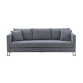 Gray Fabric Upholstered Sofa with Brushed Stainless Steel Legs X7061