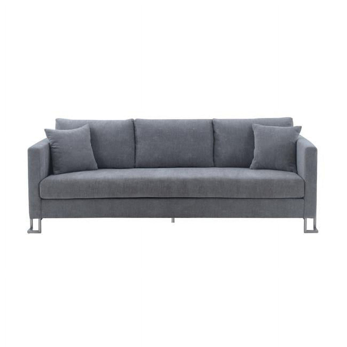Gray Fabric Upholstered Sofa with Brushed Stainless Steel Legs X7061