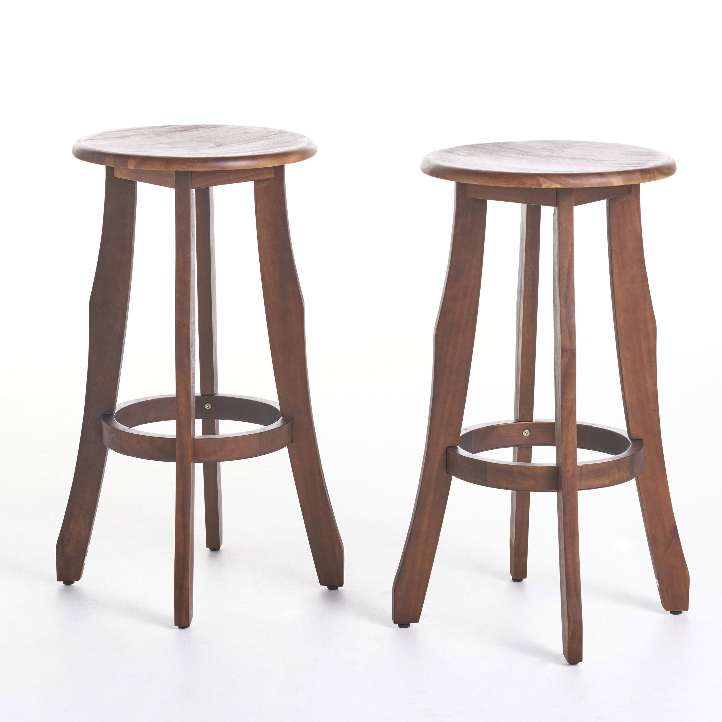 Set of 2 Dark Gray Acacia Barstool H113850