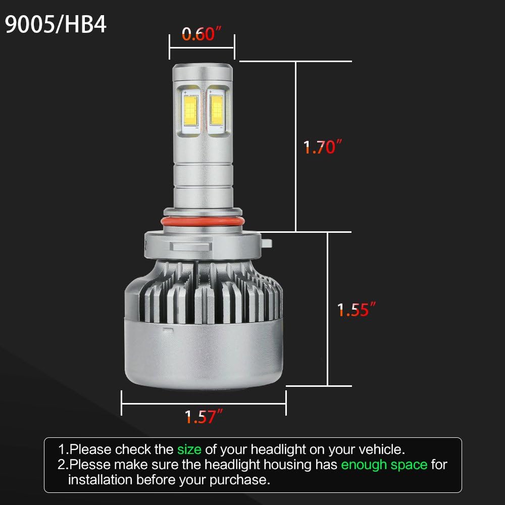 9006 LED Headlight Bulb 100W 6000K Low Beams Fog Lights Pack of 2 B9670