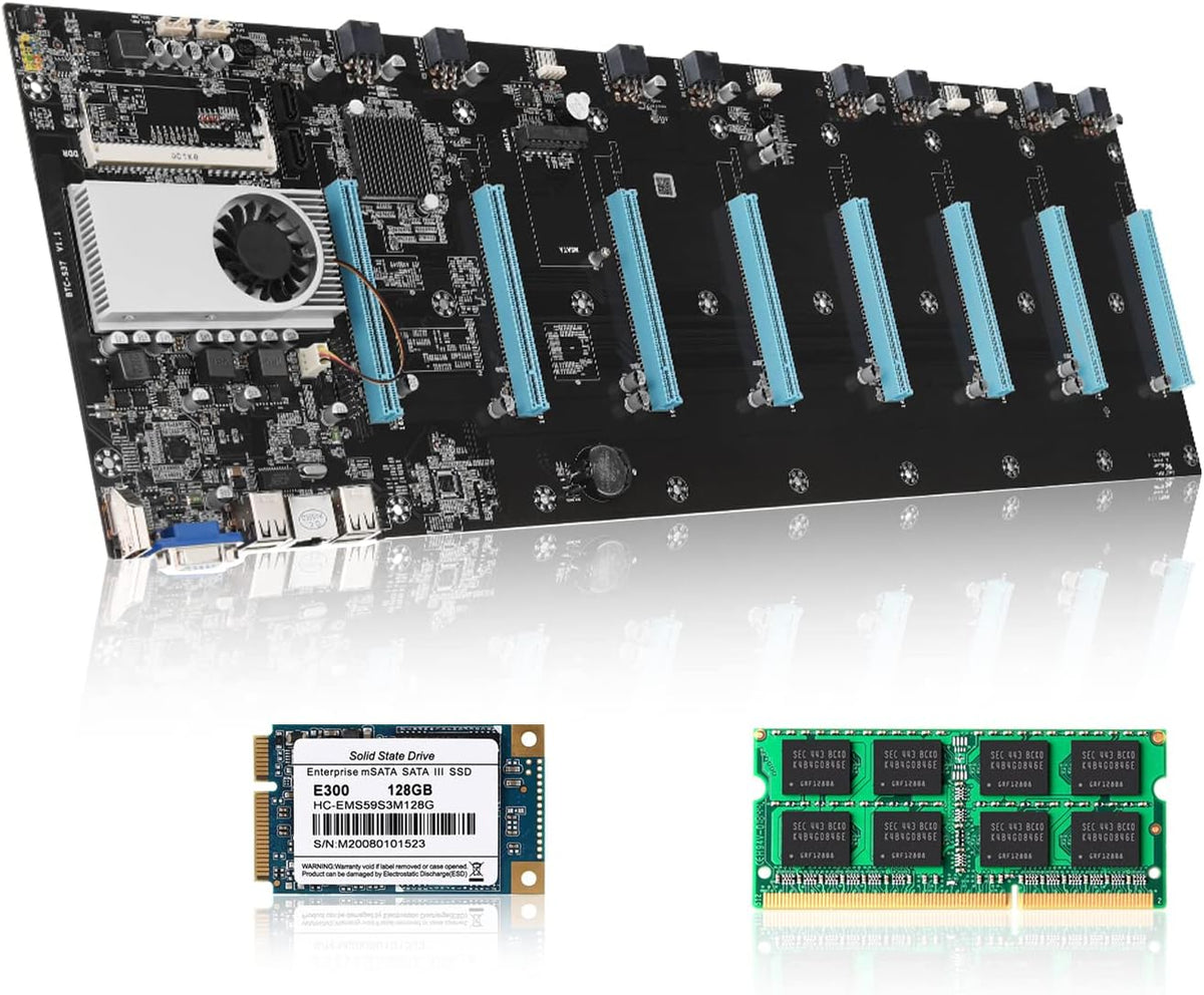 S37 Mining Motherboard Set MSATA SATA SSD 8 GPU Graphics Card Miner V388