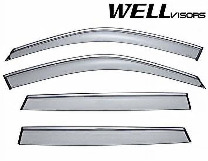 Side Window Wind Deflector Visors with Chrome Trim B140