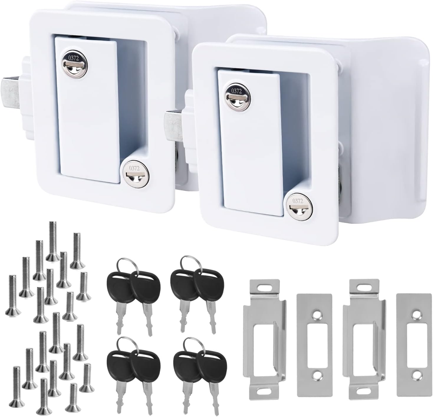 RV Door Lock with Paddle Deadbolt, 2 PCS Trailer Door Latch Replacement Kit U47205