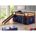Twin Size Tent Loft with Slide & Slat-Kits Mattress Ready Light Espresso Blue L739718