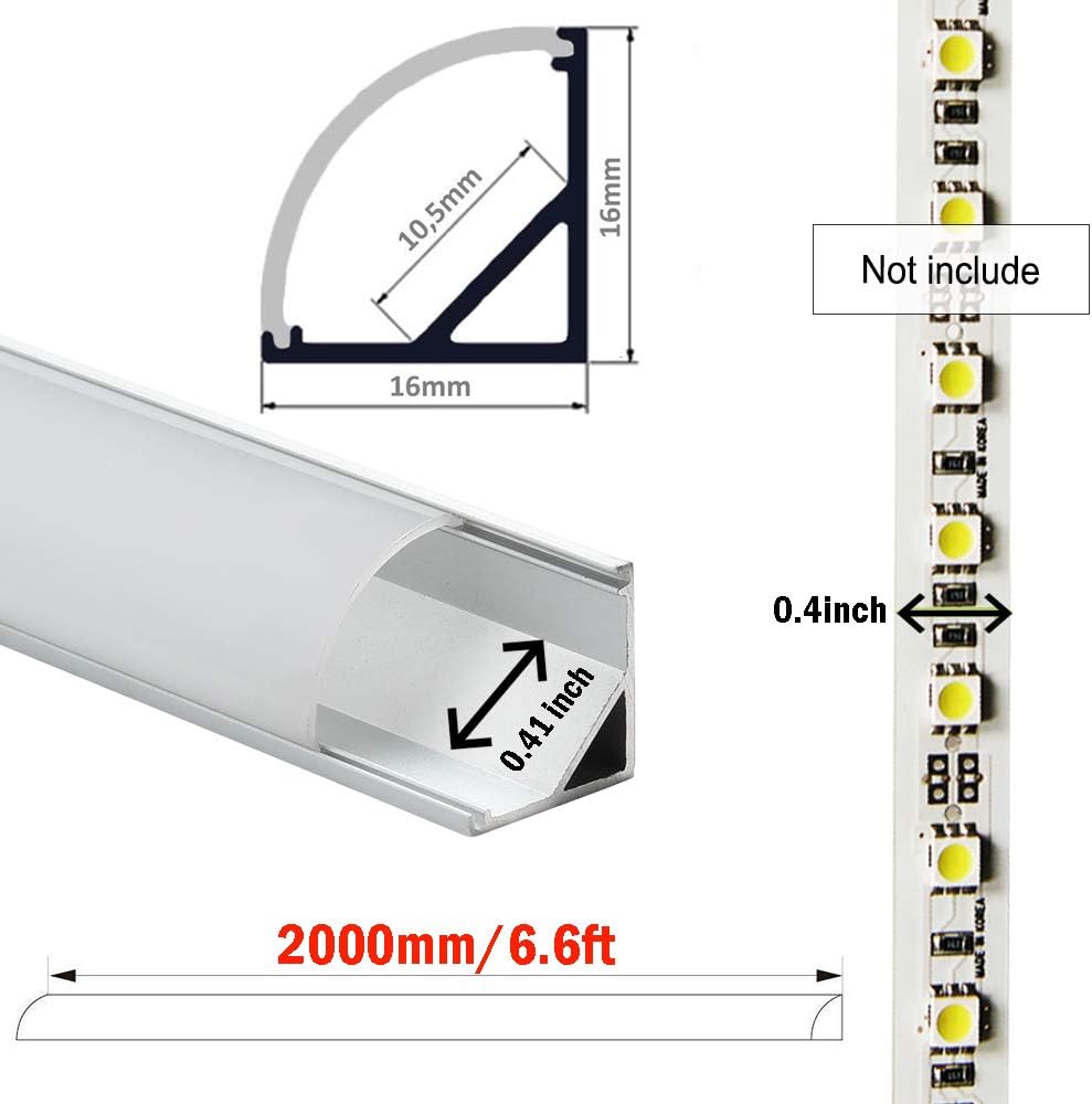 10-Pack 6.6FT LED Aluminum Channel V-Shape with End Caps and Mounting Clips I4418