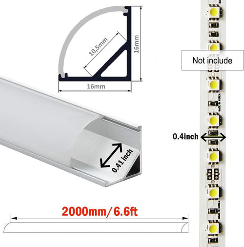 10-Pack 6.6FT LED Aluminum Channel V-Shape with End Caps and Mounting Clips I4418