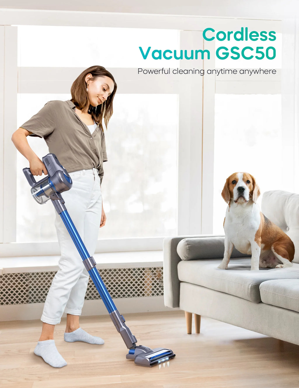 Cordless Vacuum Cleaner, 23000Pa, 35min Runtime, Detachable Battery, 6 in 1 Handheld G751
