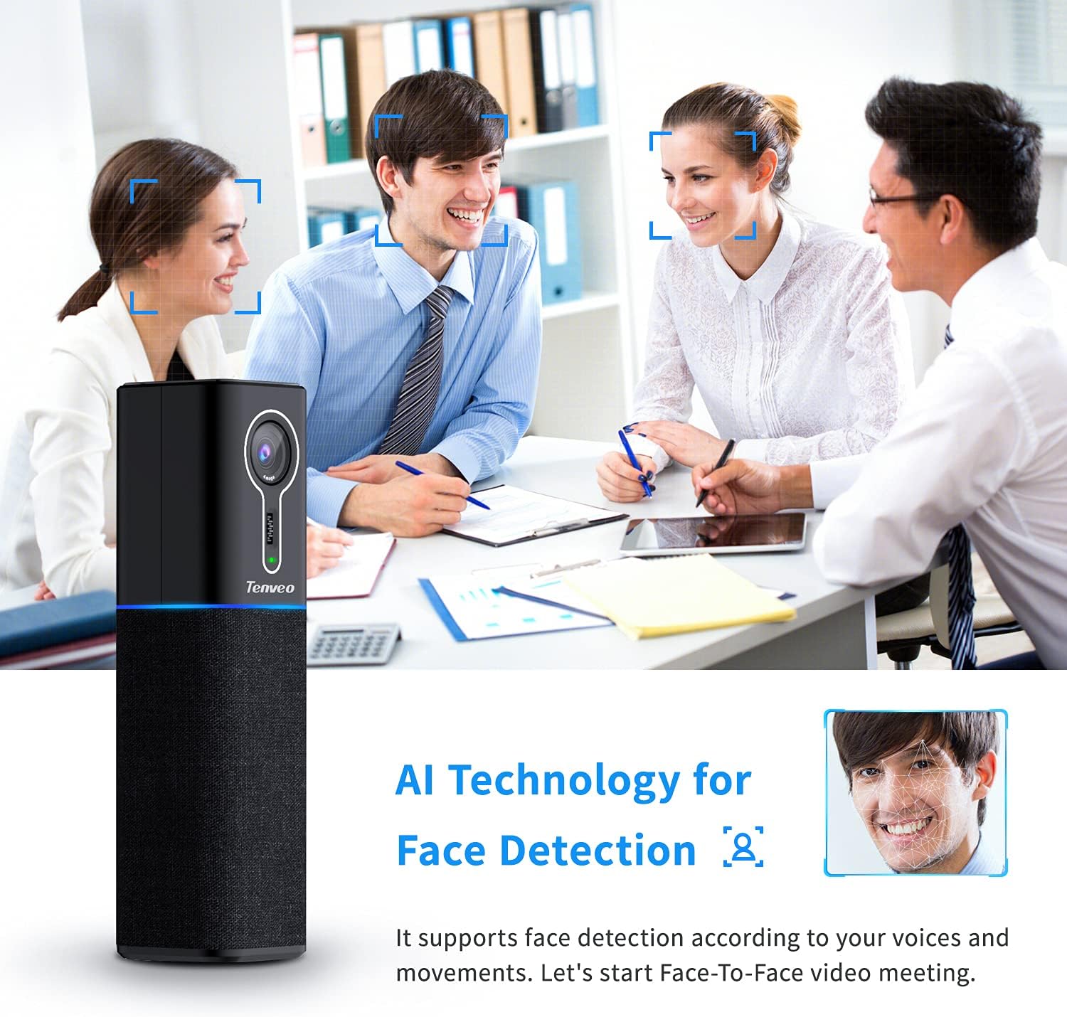 2K HD AI Conference Camera with Speaker and Microphone E9884