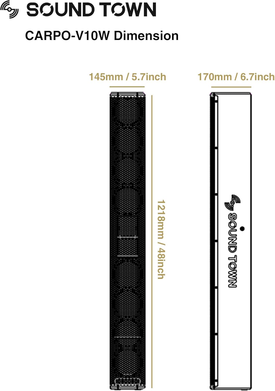 White Passive Wall-Mount Column Line Array Speaker with 8 x 5” Woofers L459