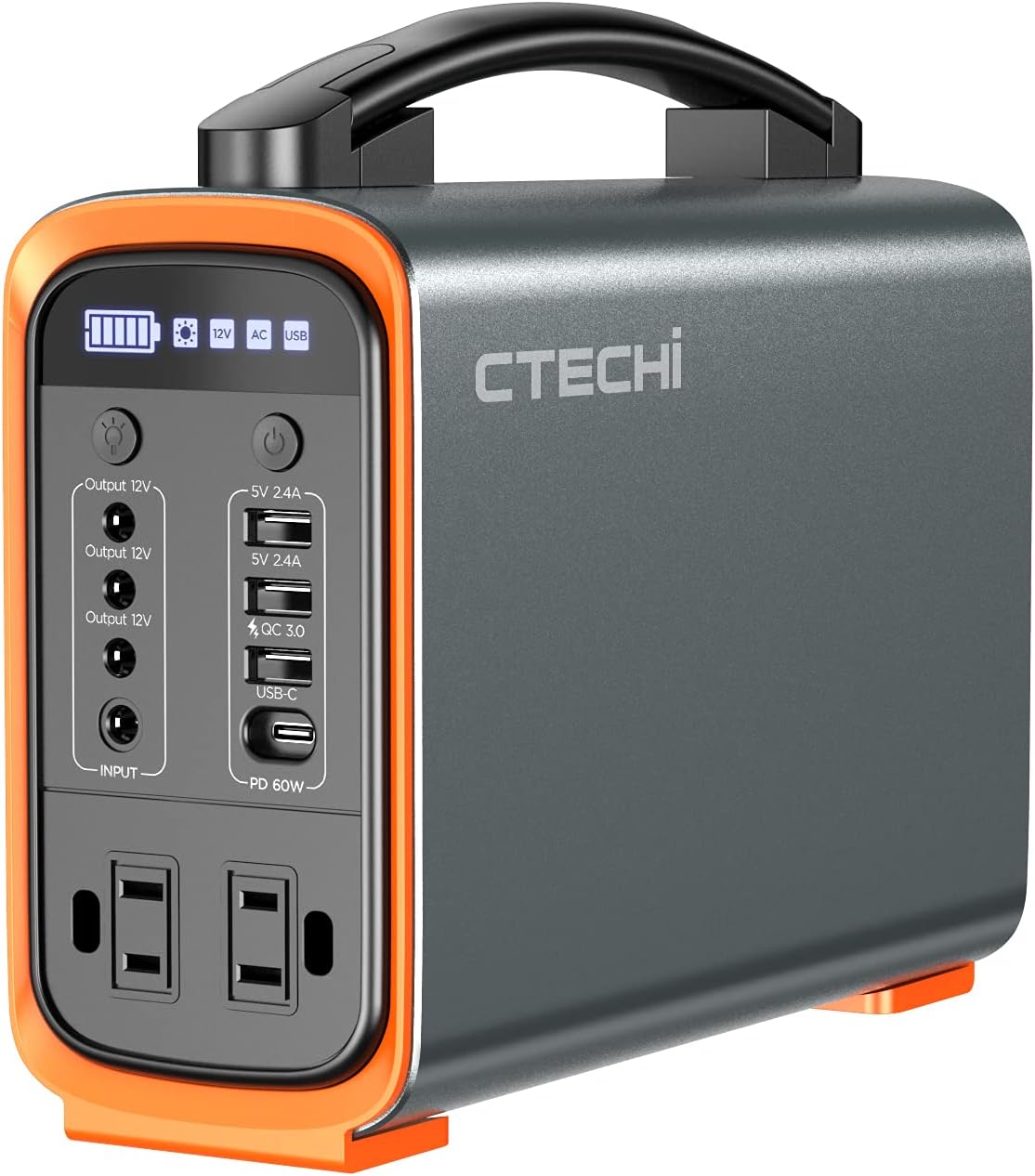 Portable Power Station 240Wh LiFePo4 Battery Backup 200W 9-Port LED Light D5998
