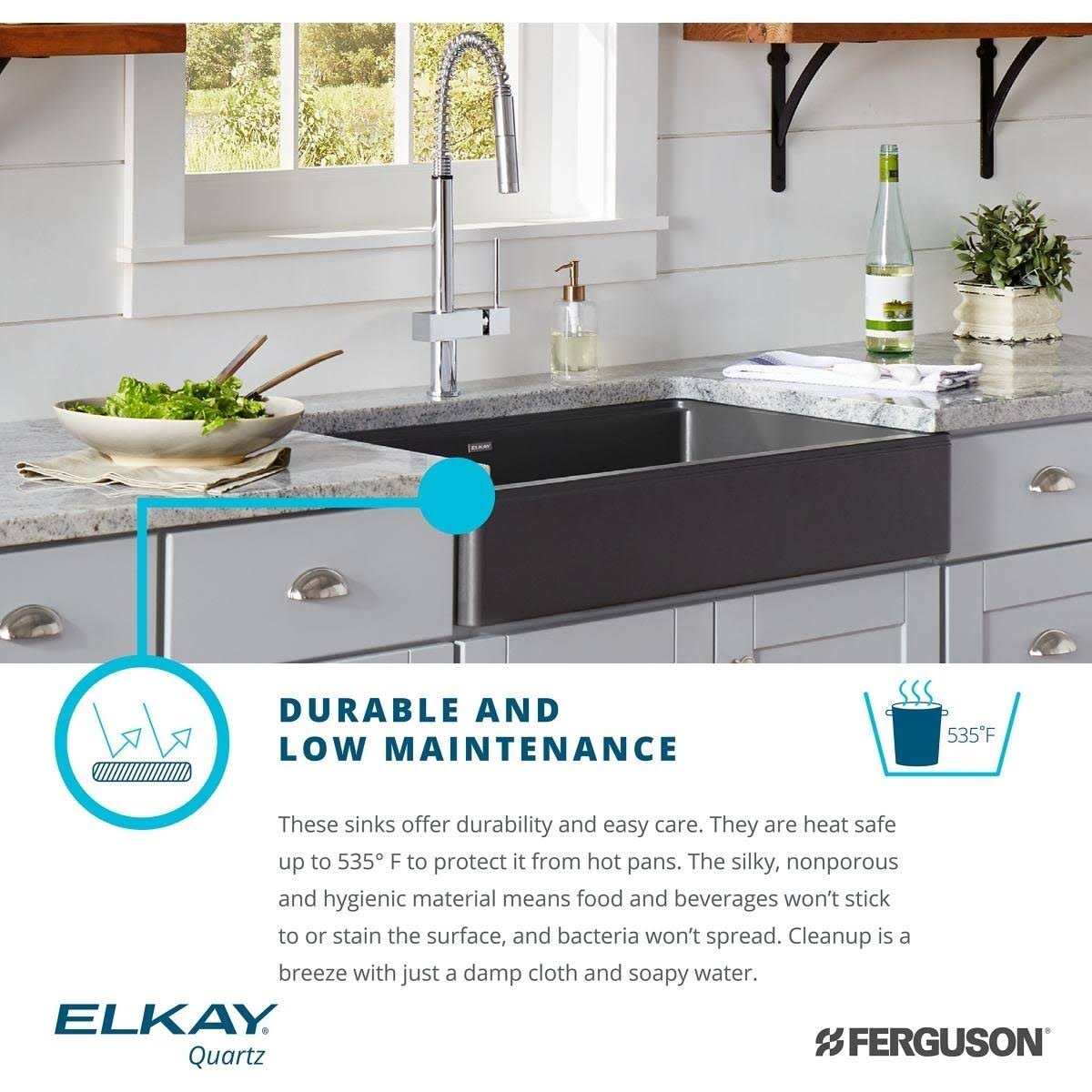 Quartz Composite Undermount Single Basin Kitchen Sink W99854
