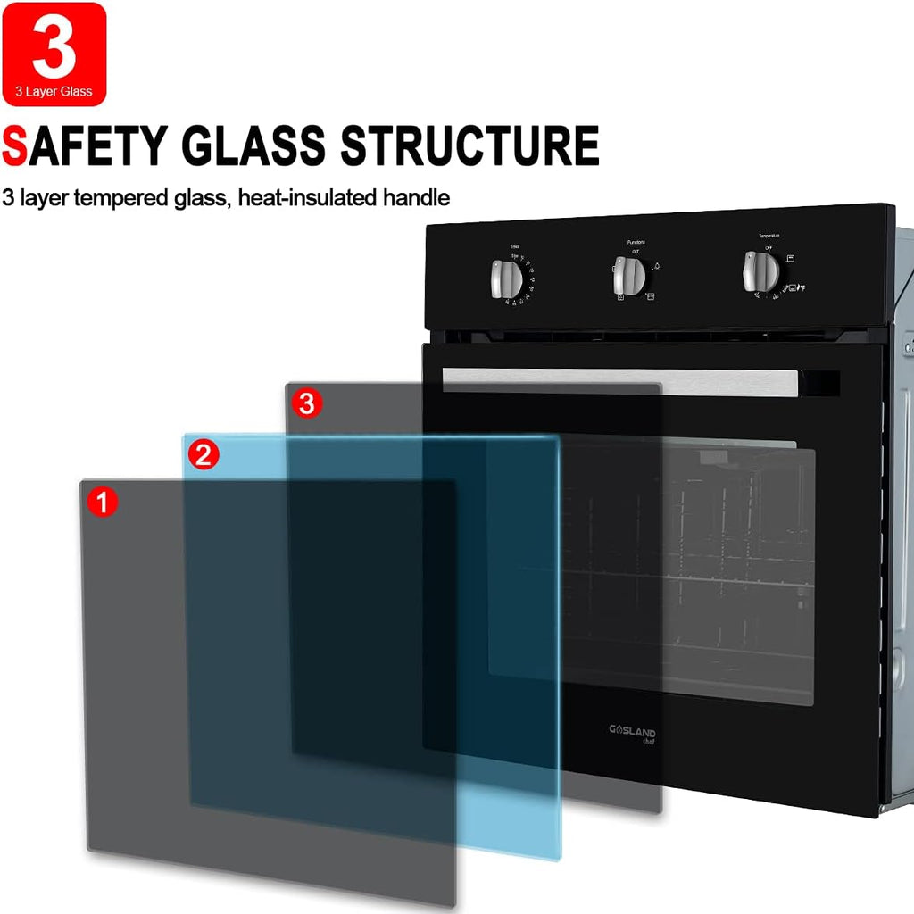 24 Built-in Natural Gas Wall Oven with Rotisserie, Black Glass Q584113