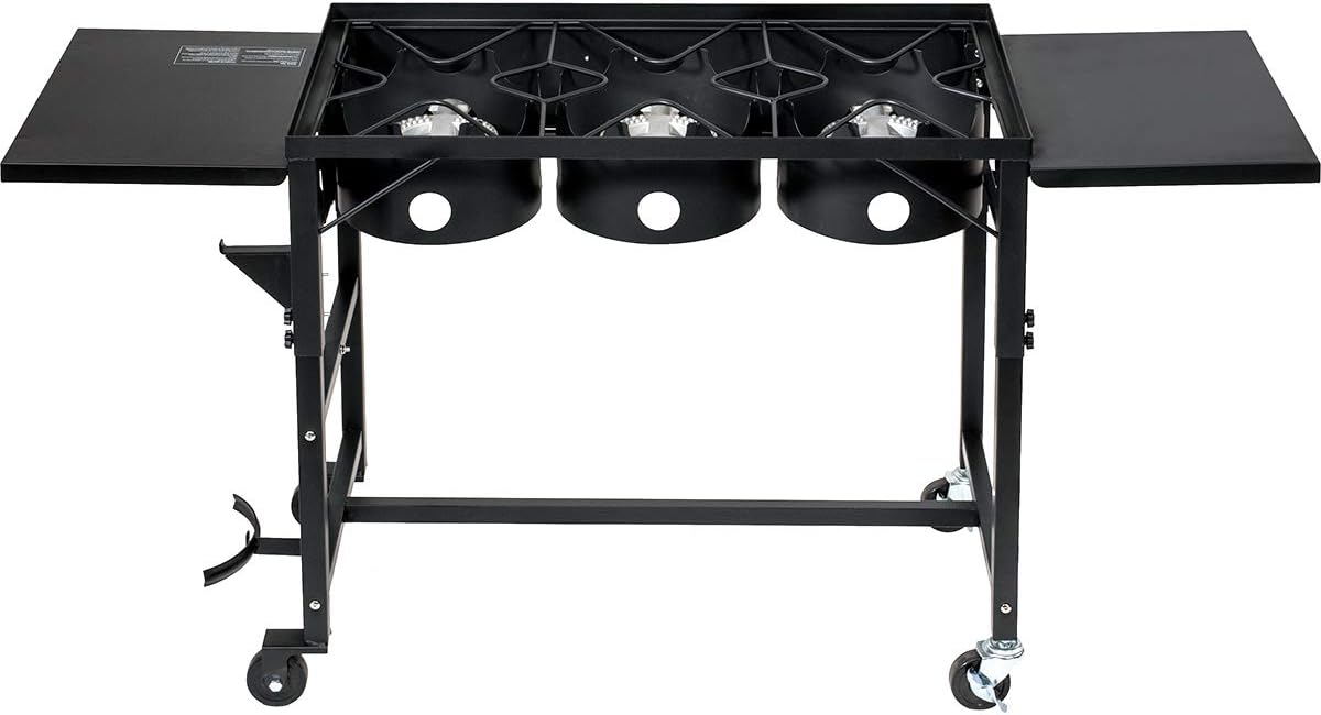 Portable Propane Triple-Burner Outdoor Camp Stove with Regulator A23791