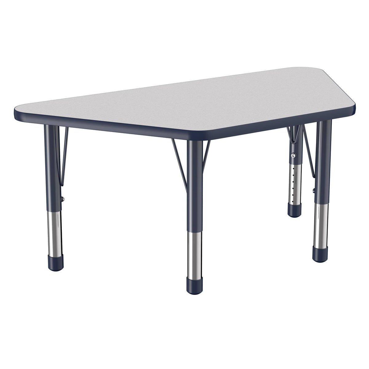 24in x 48in Trapezoid T-Mold Adjustable Activity Table with Chunky Leg - Gray/Navy R718