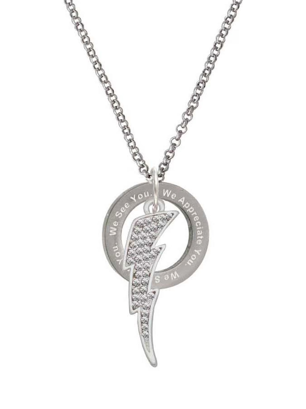 Clear Crystal Lightning Bolt Ring Necklace O65658