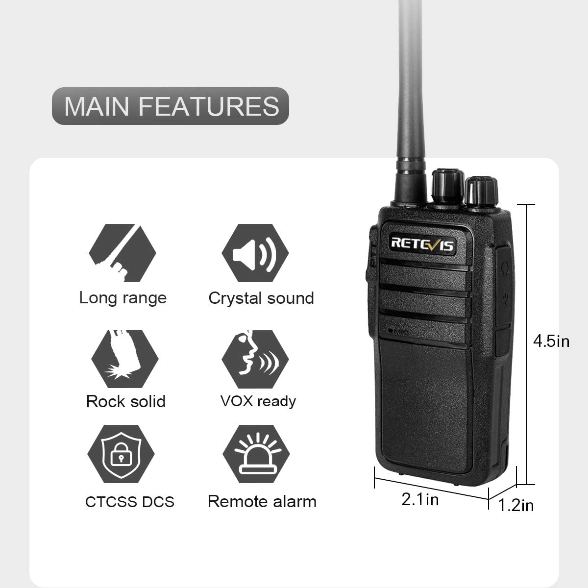 Case of 4 Rechargeable Two Way Radios 16 Channels VOX Hands Free P806451