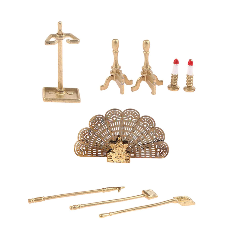 Miniature Metal Fireplace Dollhouse Decoration Y14764