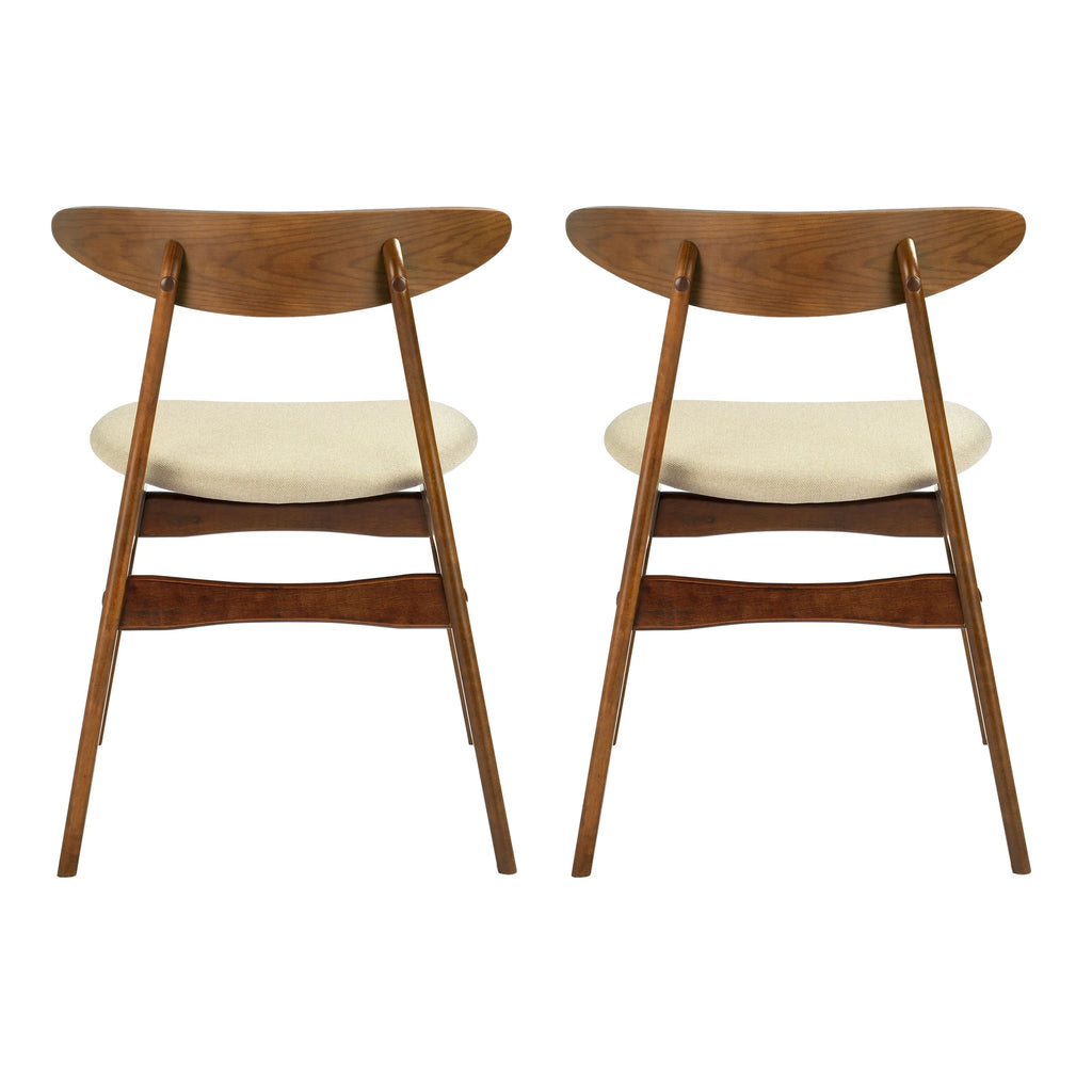 Beige Solid Wood Upholstered Dining Side Chair Set of 2 M17764