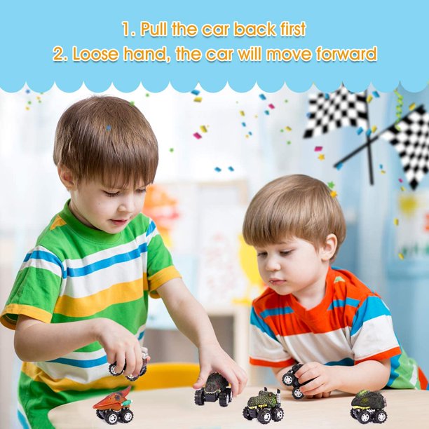 6 Pack Pull Back Dinosaur Cars Toys M6382