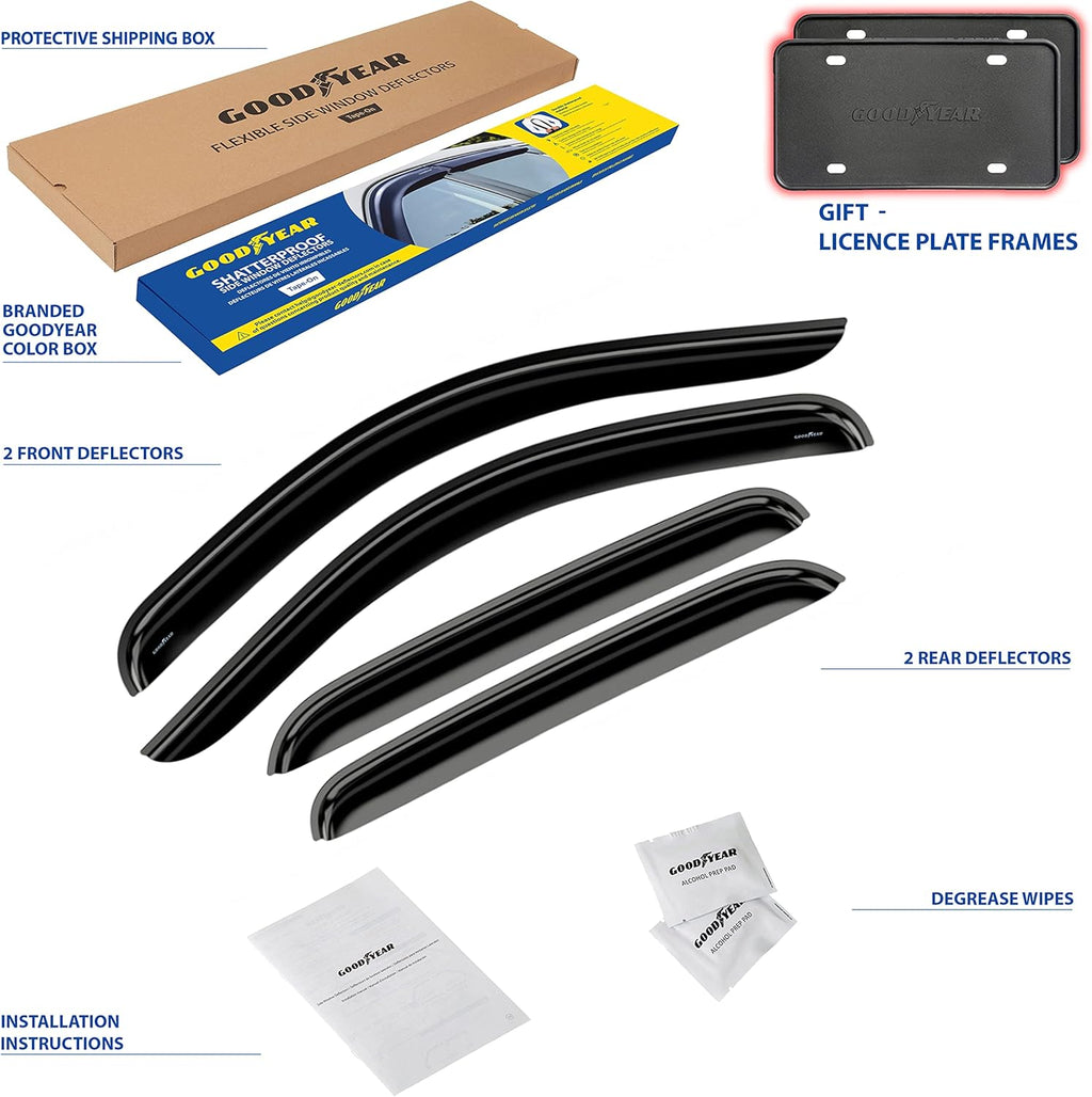 Shatterproof Tape-on Window Deflectors for GMC Sierra Crew Cab, 4 pcs F491409